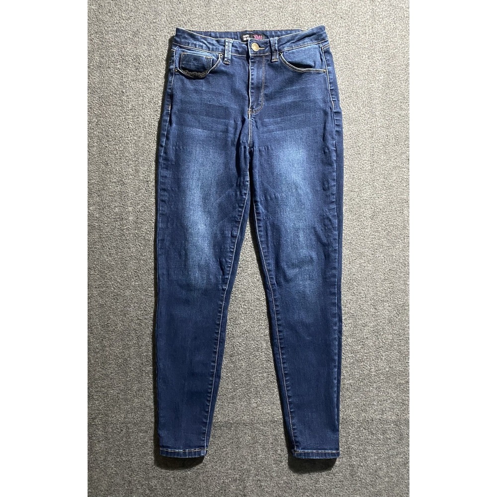 YMI Girls High Rise Skinny Jeans Blue Medium Wash Stretchy Snap Fly Size 9